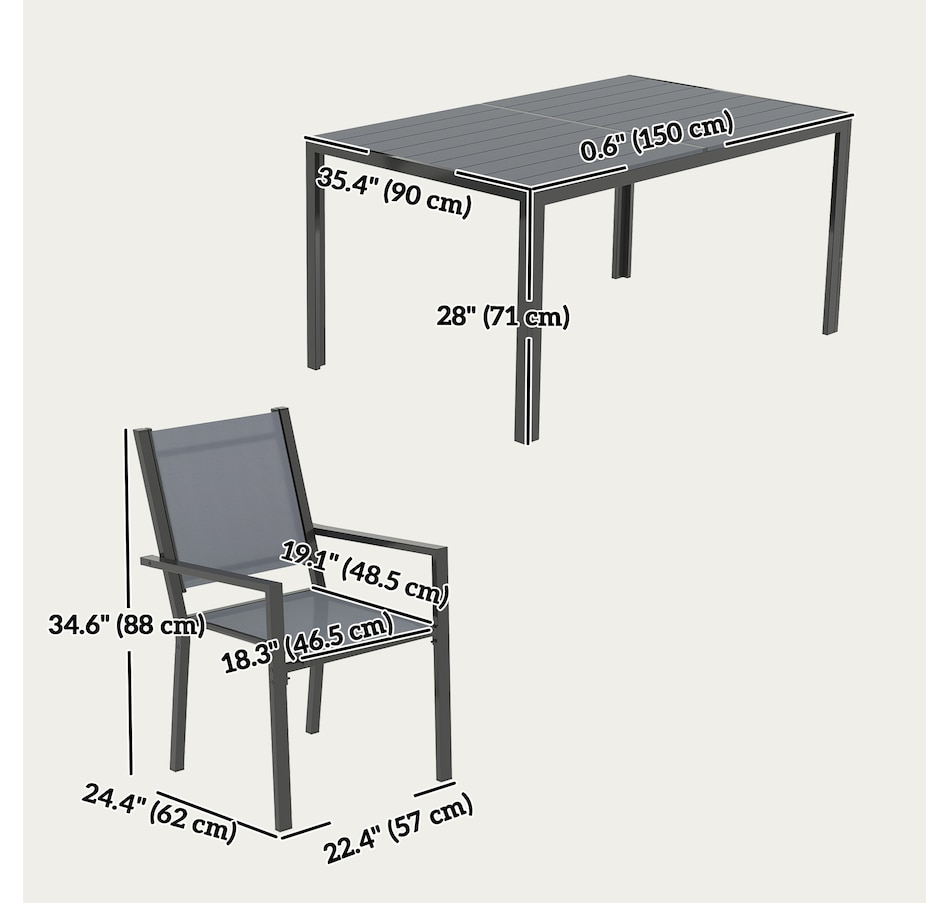 Image 931041_ALTMORE2.jpg, Product 931-041 / Price $439.99, Outsunny 7 Piece Outdoor Dining Set w/ 6 Stackable Chairs & Rectangle Table from Outsunny on TSC.ca's Home & Garden department
