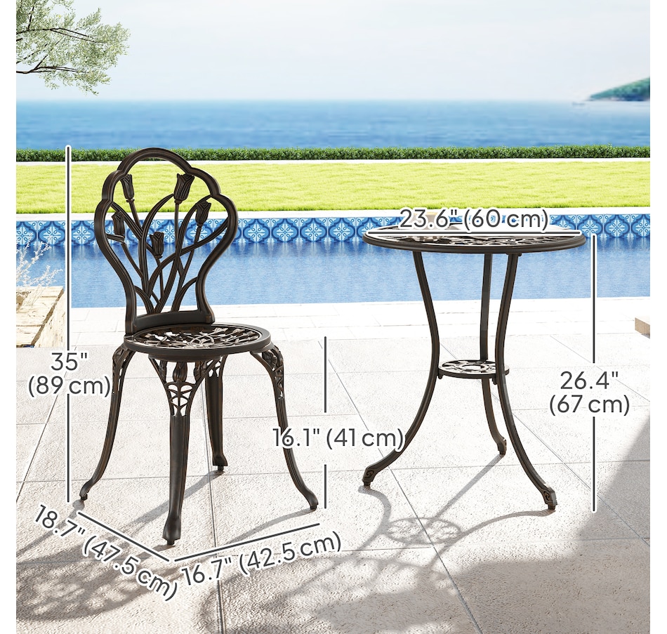 Image 931043_ALTMORE2.jpg, Product 931-043 / Price $209.99, Outsunny 3 Pieces Patio Bistro Set for Balcony, Bronze from Outsunny on TSC.ca's Home & Garden department