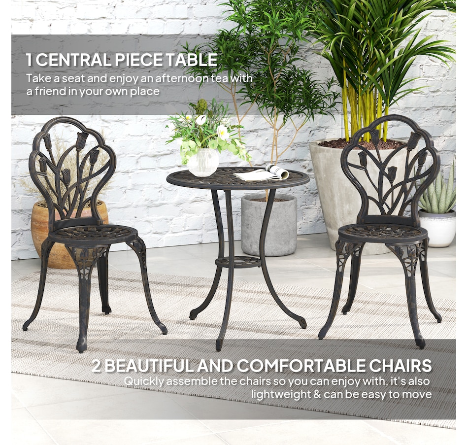 Image 931043_ALTMORE3.jpg, Product 931-043 / Price $209.99, Outsunny 3 Pieces Patio Bistro Set for Balcony, Bronze from Outsunny on TSC.ca's Home & Garden department