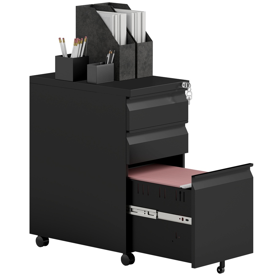 Image 931055.jpg, Product 931-055 / Price $175.09, Vinsett 3 Drawer File Cabinet Steel Filing Cabinet A4 Legal Letter Black from Vinsetto on TSC.ca's Home & Garden department