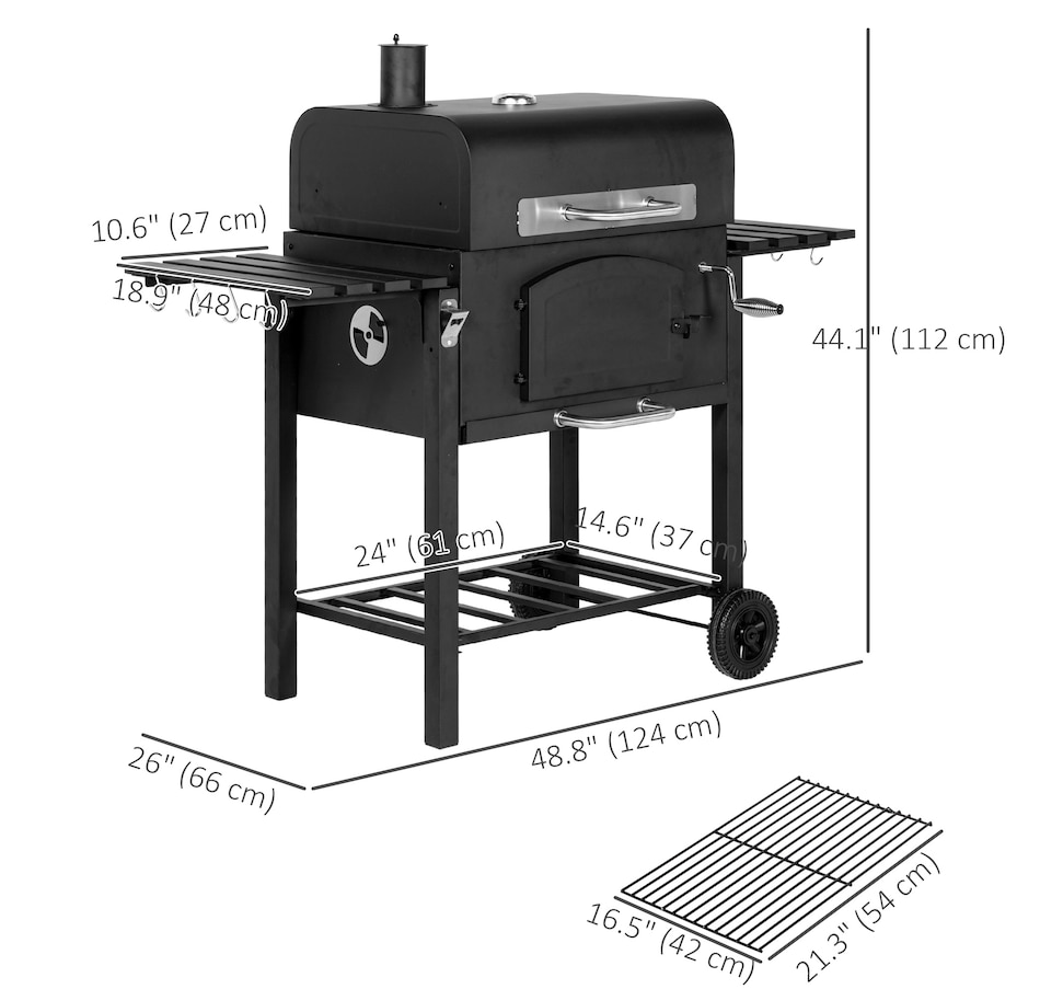 Image 931057_ALTMORE2.jpg, Product 931-057 / Price $259.99, Outsunny Charcoal Smoker, BBQ with Adjustable Charcoal Height, Black from Outsunny on TSC.ca's department