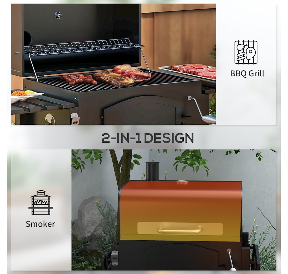 Image 931057_ALTMORE3.jpg, Product 931-057 / Price $259.99, Outsunny Charcoal Smoker, BBQ with Adjustable Charcoal Height, Black from Outsunny on TSC.ca's department