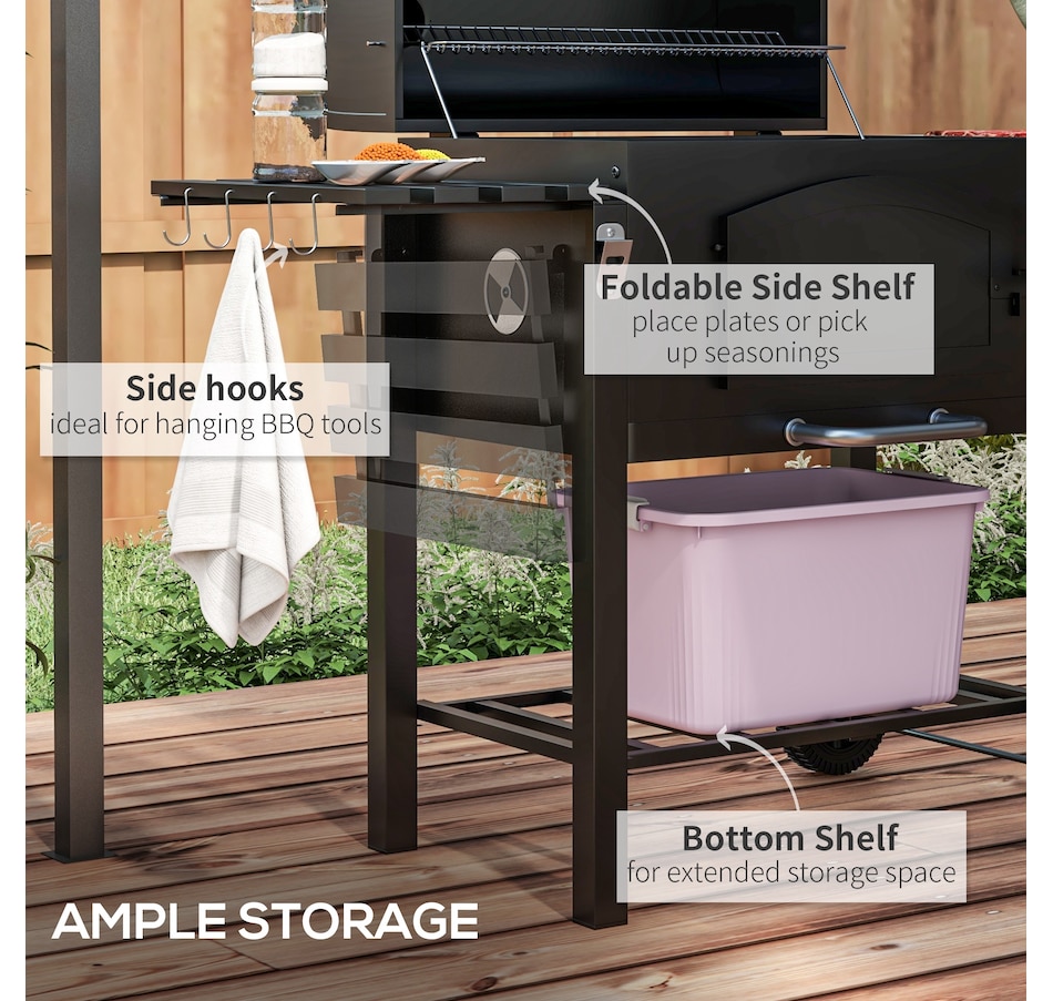Image 931057_ALTMORE5.jpg, Product 931-057 / Price $259.99, Outsunny Charcoal Smoker, BBQ with Adjustable Charcoal Height, Black from Outsunny on TSC.ca's department