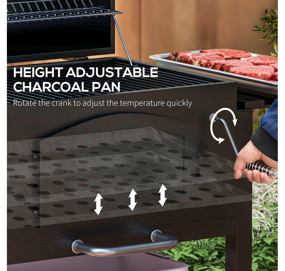 Image 931057_ALTMORE6.jpg, Product 931-057 / Price $259.99, Outsunny Charcoal Smoker, BBQ with Adjustable Charcoal Height, Black from Outsunny on TSC.ca's department