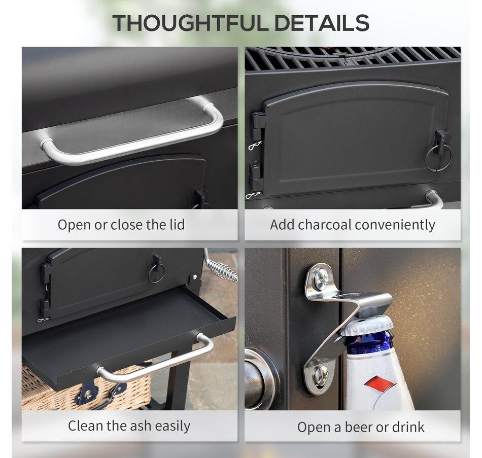 Image 931057_ALTMORE7.jpg, Product 931-057 / Price $259.99, Outsunny Charcoal Smoker, BBQ with Adjustable Charcoal Height, Black from Outsunny on TSC.ca's department