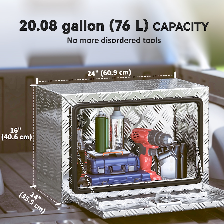 Image 931067_ALTMORE5.jpg, Product 931-067 / Price $114.99, 24 In Underbody Truck Tool Box, Heavy Duty Aluminum Diamond Plate Tool Box from HOMCOM on TSC.ca's Home & Garden department