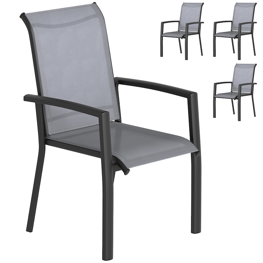 Image 931069.jpg, Product 931-069 / Price $229.99, Outsunny Patio Chairs Set of 4, Stackable Outdoor Dining Chairs, Grey from Outsunny on TSC.ca's Home & Garden department