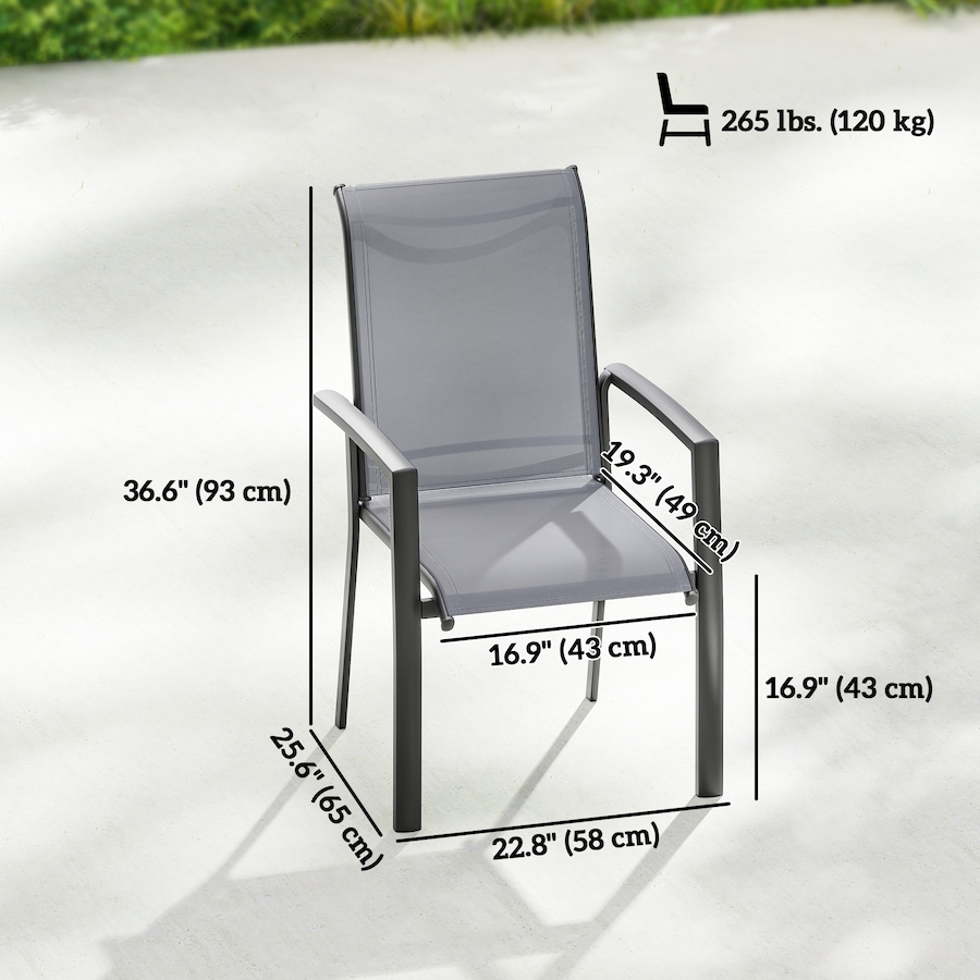 Image 931069_ALTMORE2.jpg, Product 931-069 / Price $229.99, Outsunny Patio Chairs Set of 4, Stackable Outdoor Dining Chairs, Grey from Outsunny on TSC.ca's Home & Garden department