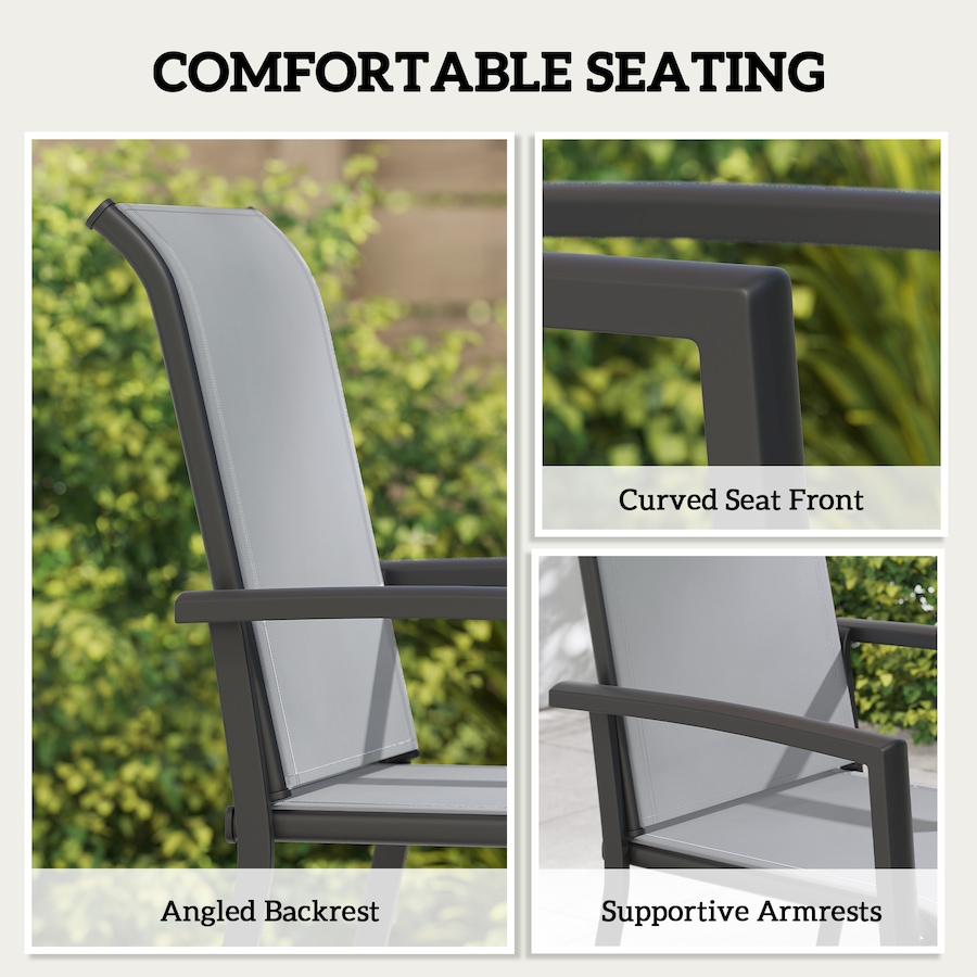 Image 931069_ALTMORE4.jpg, Product 931-069 / Price $229.99, Outsunny Patio Chairs Set of 4, Stackable Outdoor Dining Chairs, Grey from Outsunny on TSC.ca's Home & Garden department