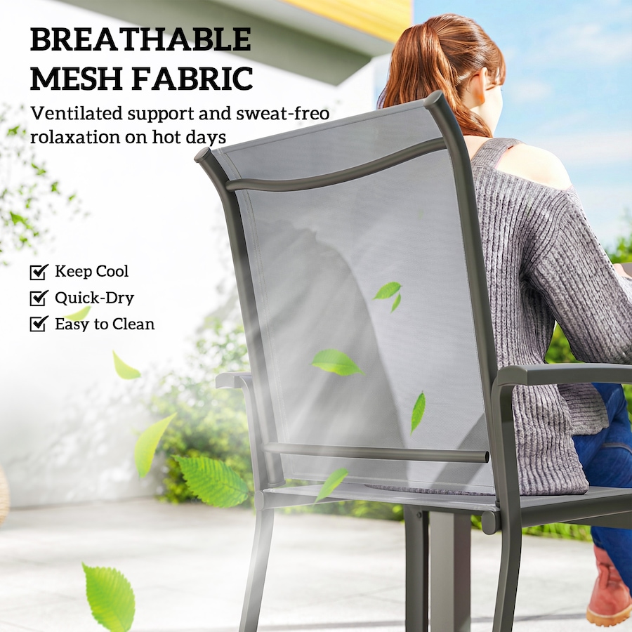 Image 931069_ALTMORE5.jpg, Product 931-069 / Price $229.99, Outsunny Patio Chairs Set of 4, Stackable Outdoor Dining Chairs, Grey from Outsunny on TSC.ca's Home & Garden department