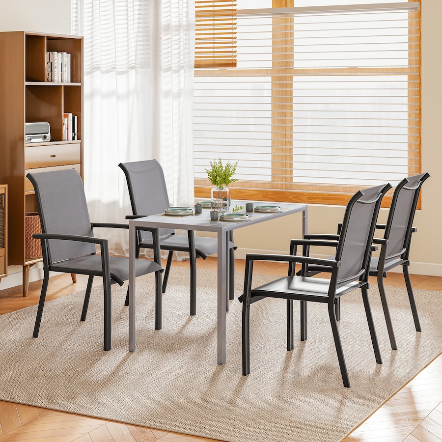 Image 931069_ALTMORE7.jpg, Product 931-069 / Price $229.99, Outsunny Patio Chairs Set of 4, Stackable Outdoor Dining Chairs, Grey from Outsunny on TSC.ca's Home & Garden department
