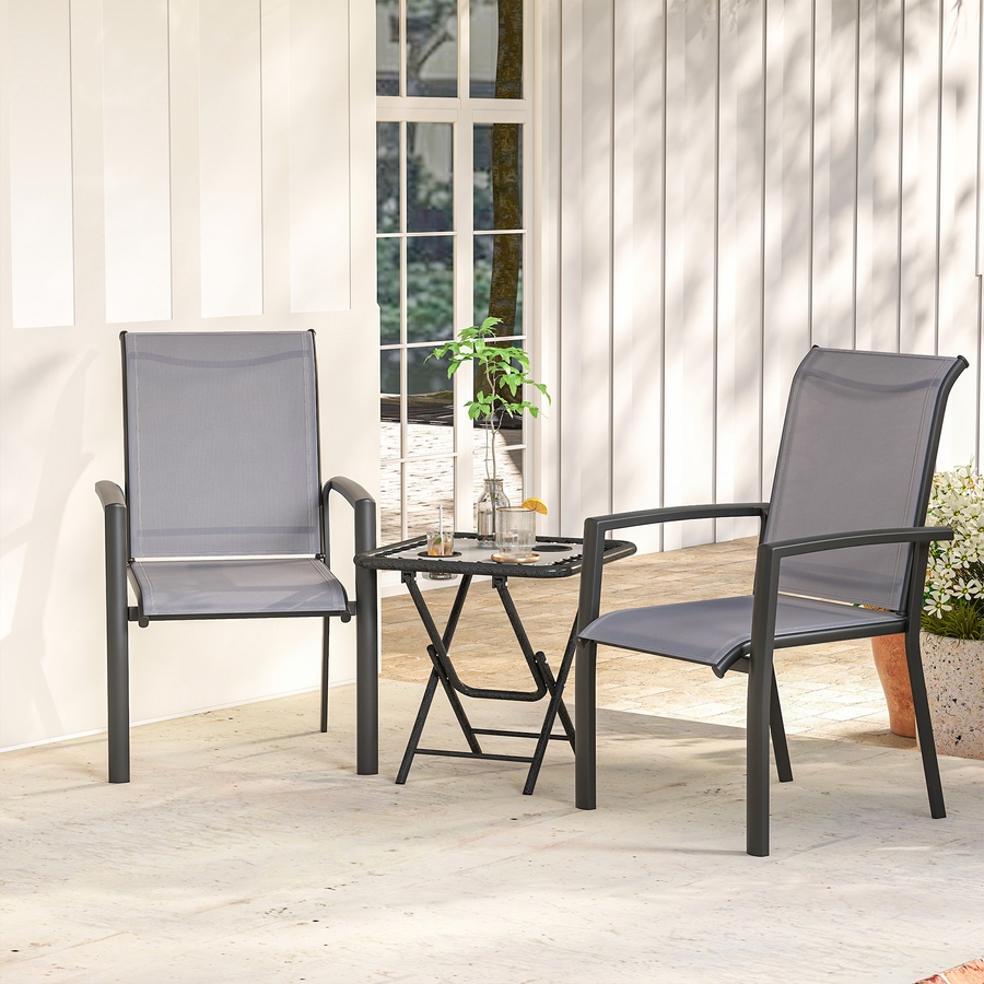 Image 931069_ALTMORE8.jpg, Product 931-069 / Price $229.99, Outsunny Patio Chairs Set of 4, Stackable Outdoor Dining Chairs, Grey from Outsunny on TSC.ca's Home & Garden department