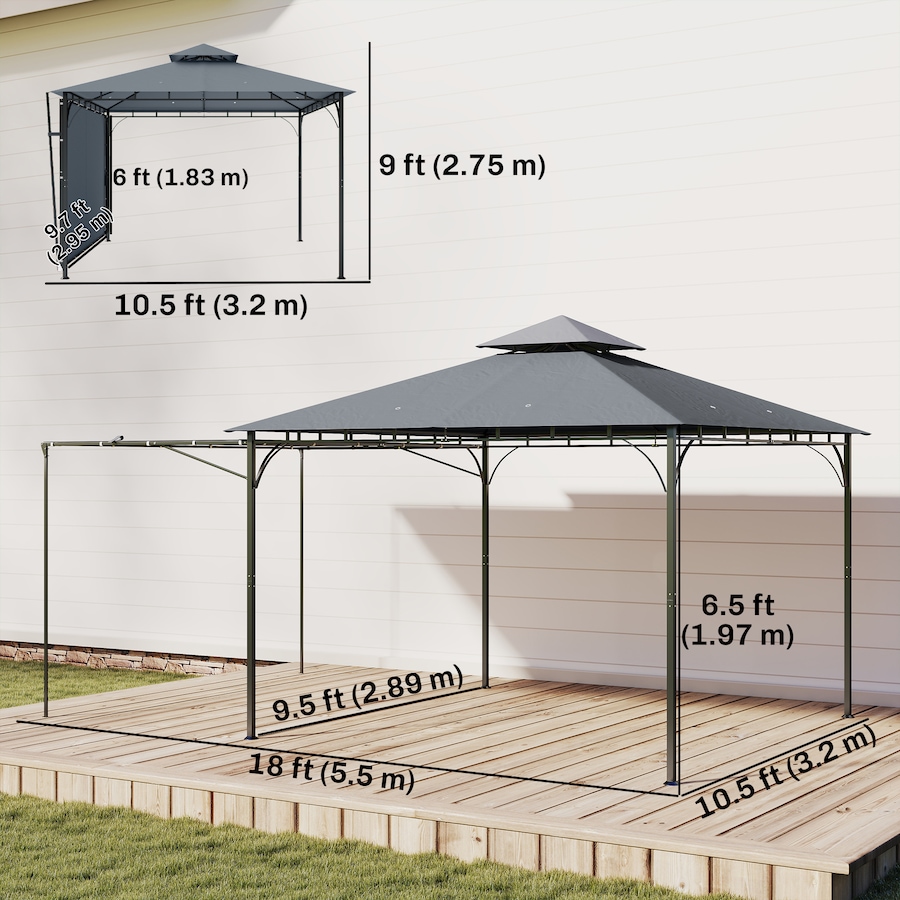 Image 931074_ALTMORE2.jpg, Product 931-074 / Price $204.99, Outsunny Patio Gazebo Extendable Shade 10.5′ x 10.5′, Dark Grey from Outsunny on TSC.ca's Home & Garden department
