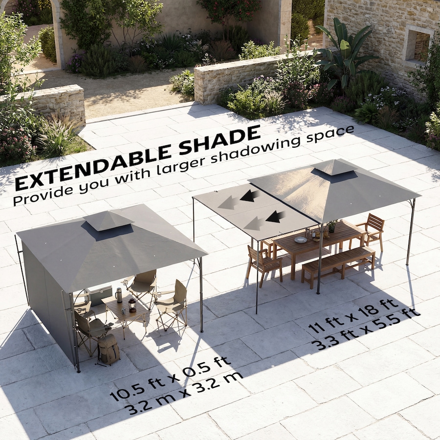 Image 931074_ALTMORE3.jpg, Product 931-074 / Price $204.99, Outsunny Patio Gazebo Extendable Shade 10.5′ x 10.5′, Dark Grey from Outsunny on TSC.ca's Home & Garden department