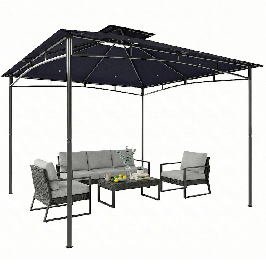 Image 931076.jpg, Product 931-076 / Price $179.99, Outsunny 10' x 10' Gazebo, Soft Top Garden Gazebo w/ 2-Tier Roof, Navy Blue from Outsunny on TSC.ca's Home & Garden department