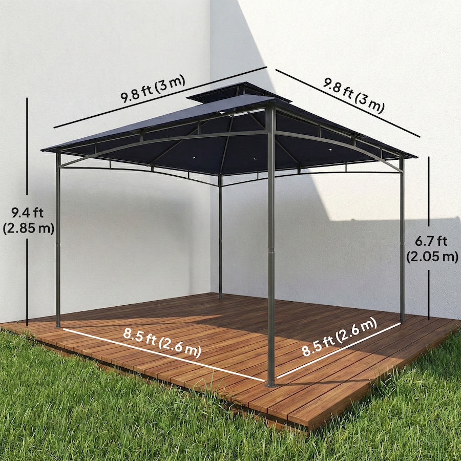 Image 931076_ALTMORE2.jpg, Product 931-076 / Price $179.99, Outsunny 10' x 10' Gazebo, Soft Top Garden Gazebo w/ 2-Tier Roof, Navy Blue from Outsunny on TSC.ca's Home & Garden department
