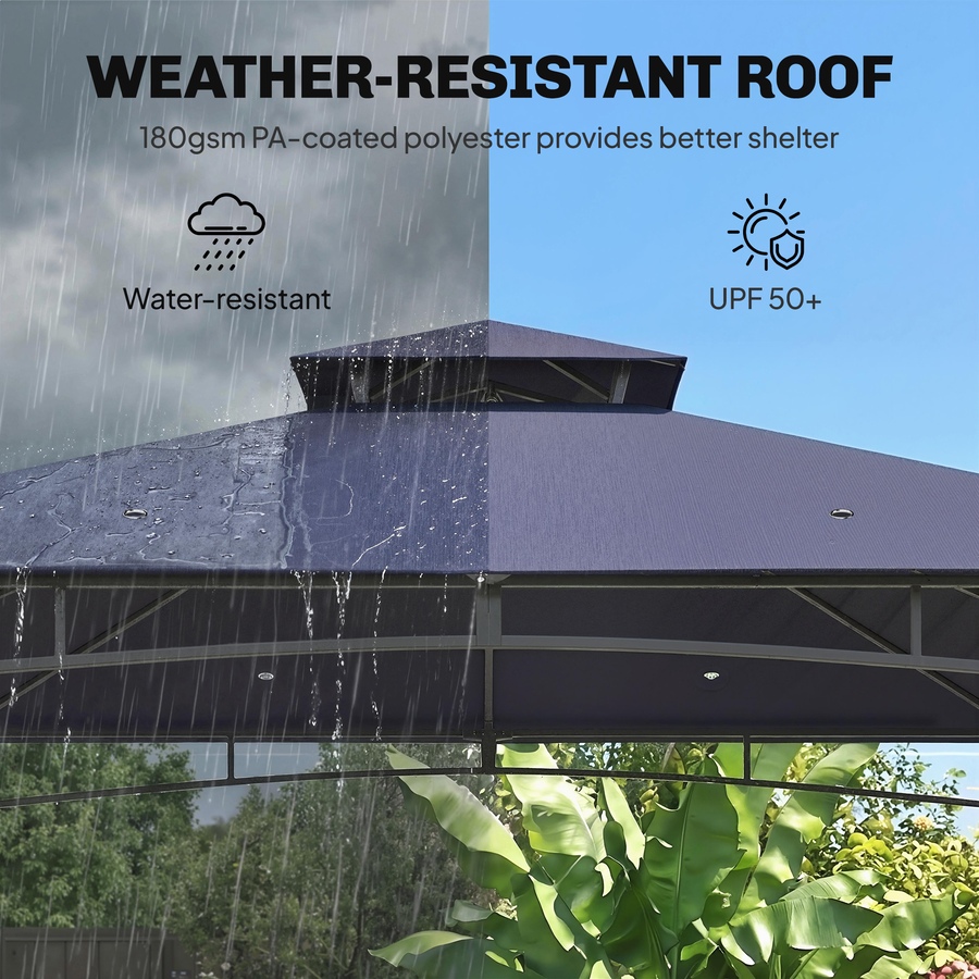 Image 931076_ALTMORE3.jpg, Product 931-076 / Price $179.99, Outsunny 10' x 10' Gazebo, Soft Top Garden Gazebo w/ 2-Tier Roof, Navy Blue from Outsunny on TSC.ca's Home & Garden department