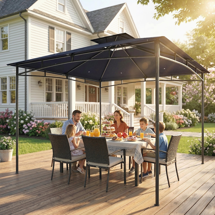 Image 931076_ALTMORE6.jpg, Product 931-076 / Price $179.99, Outsunny 10' x 10' Gazebo, Soft Top Garden Gazebo w/ 2-Tier Roof, Navy Blue from Outsunny on TSC.ca's Home & Garden department