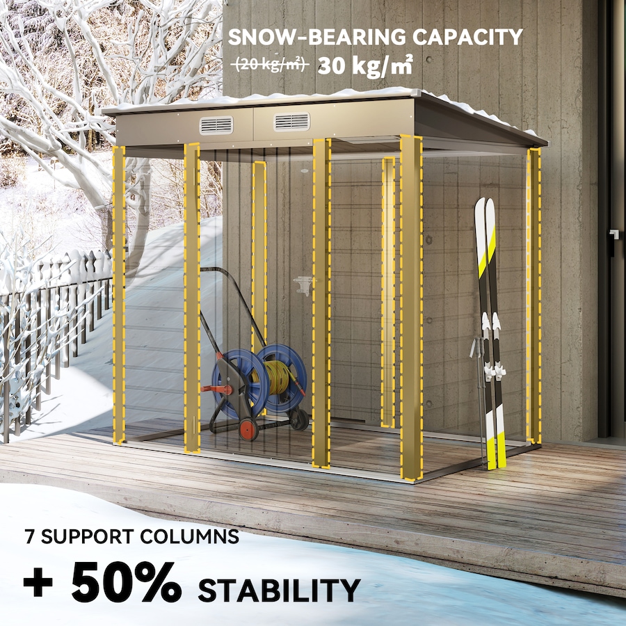 Image 931078_ALTMORE4.jpg, Product 931-078 / Price $289.99, Outsunny 6 x 4FT Metal Garden Storage Shed with 2 Vents, Light Grey from Outsunny on TSC.ca's Home & Garden department