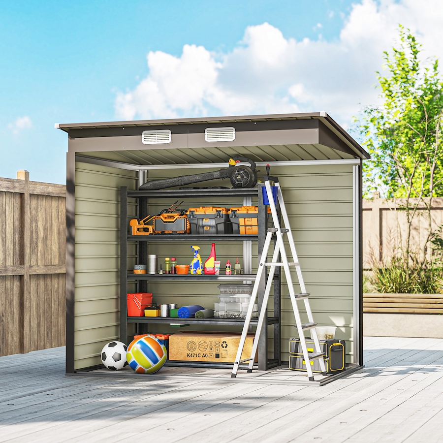 Image 931078_ALTMORE7.jpg, Product 931-078 / Price $289.99, Outsunny 6 x 4FT Metal Garden Storage Shed with 2 Vents, Light Grey from Outsunny on TSC.ca's Home & Garden department