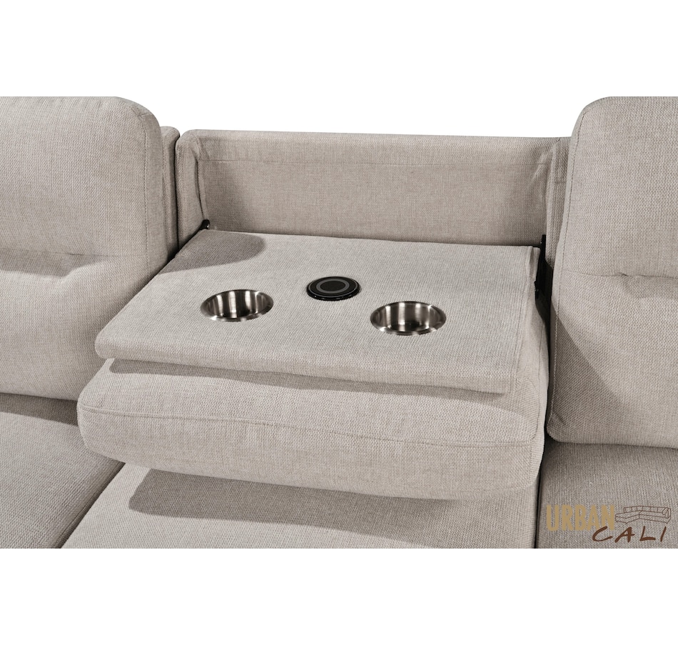 Image 931079_ALTMORE10.jpg, Product 931-079 / Price $1,779.99, Urban Cali Malibu 94.5" Wide Sleeper Sectional Sofa Bed with Pull Down Tray, Cupholders Wireless Charger and Storage Chaise from Urban Cali on TSC.ca's Home & Garden department