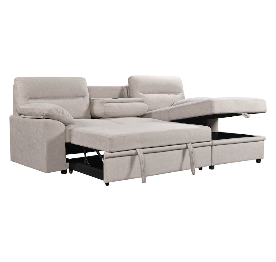 Image 931079_ALTMORE14.jpg, Product 931-079 / Price $1,779.99, Urban Cali Malibu 94.5" Wide Sleeper Sectional Sofa Bed with Pull Down Tray, Cupholders Wireless Charger and Storage Chaise from Urban Cali on TSC.ca's Home & Garden department