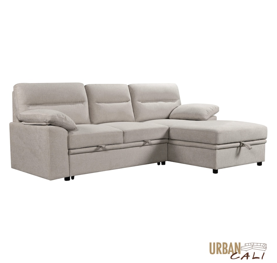 Image 931079_ALTMORE17.jpg, Product 931-079 / Price $1,779.99, Urban Cali Malibu 94.5" Wide Sleeper Sectional Sofa Bed with Pull Down Tray, Cupholders Wireless Charger and Storage Chaise from Urban Cali on TSC.ca's Home & Garden department