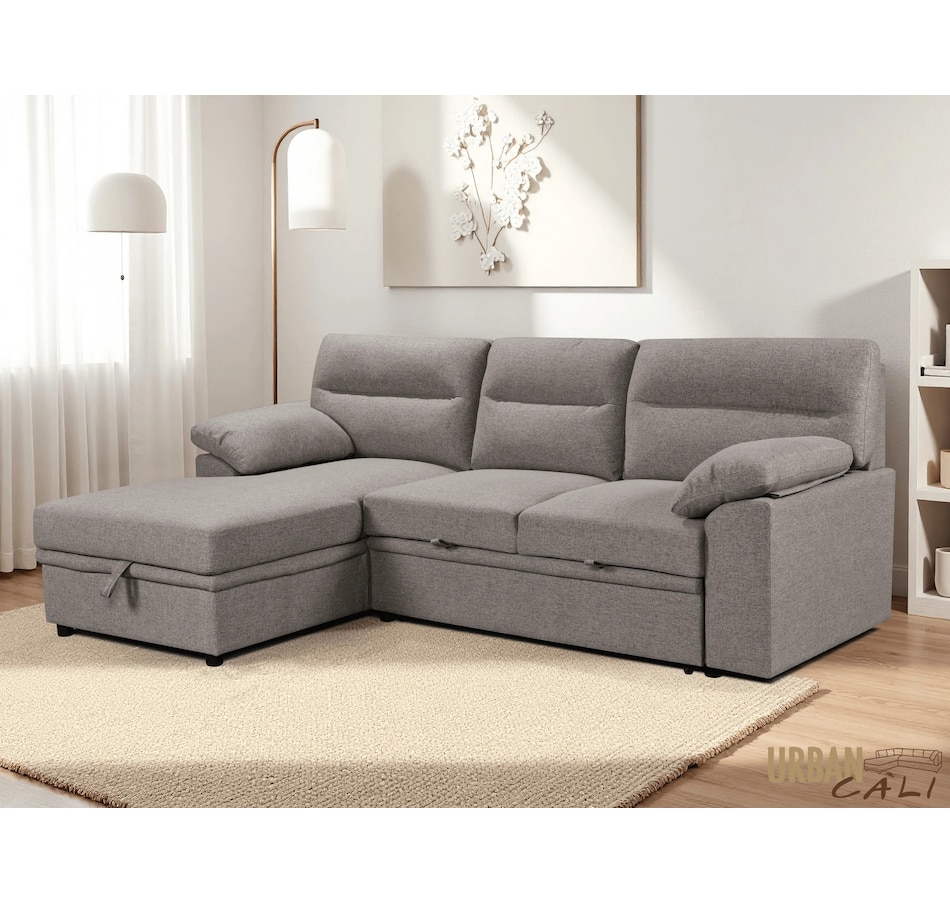 Image 931079_ALTMORE22.jpg, Product 931-079 / Price $1,779.99, Urban Cali Malibu 94.5" Wide Sleeper Sectional Sofa Bed with Pull Down Tray, Cupholders Wireless Charger and Storage Chaise from Urban Cali on TSC.ca's Home & Garden department