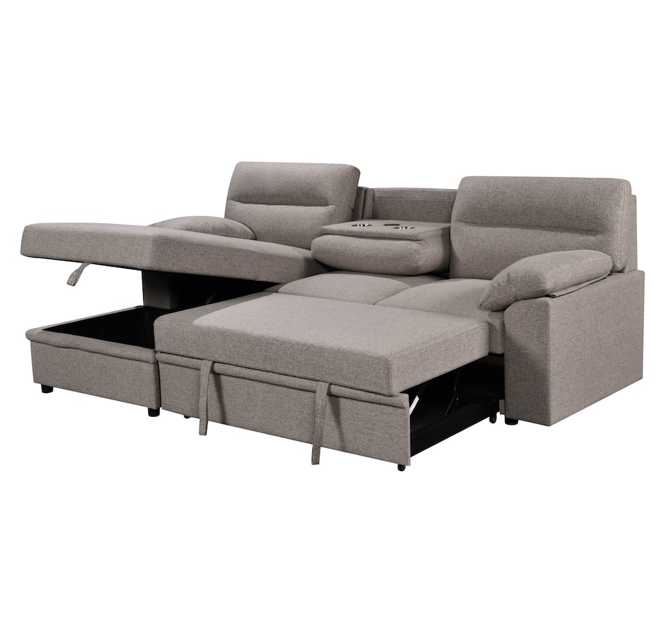 Image 931079_ALTMORE23.jpg, Product 931-079 / Price $1,779.99, Urban Cali Malibu 94.5" Wide Sleeper Sectional Sofa Bed with Pull Down Tray, Cupholders Wireless Charger and Storage Chaise from Urban Cali on TSC.ca's Home & Garden department