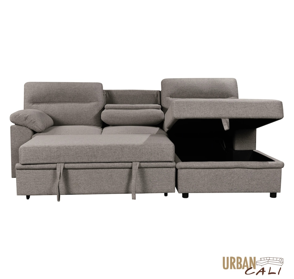 Image 931079_ALTMORE38.jpg, Product 931-079 / Price $1,779.99, Urban Cali Malibu 94.5" Wide Sleeper Sectional Sofa Bed with Pull Down Tray, Cupholders Wireless Charger and Storage Chaise from Urban Cali on TSC.ca's Home & Garden department