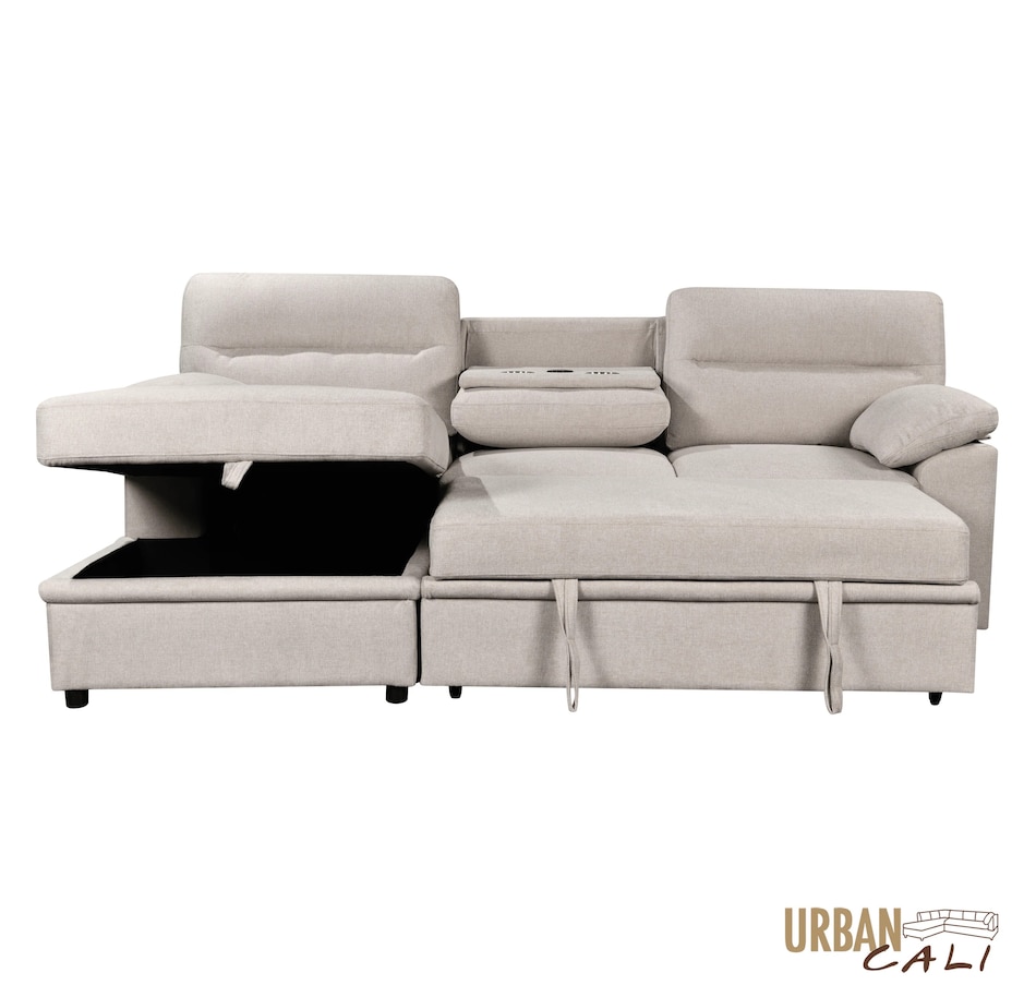Image 931079_ALTMORE5.jpg, Product 931-079 / Price $1,779.99, Urban Cali Malibu 94.5" Wide Sleeper Sectional Sofa Bed with Pull Down Tray, Cupholders Wireless Charger and Storage Chaise from Urban Cali on TSC.ca's Home & Garden department