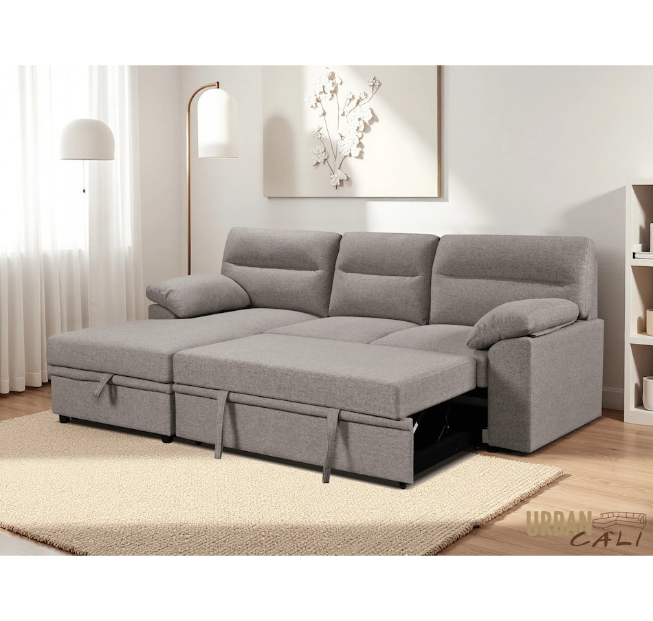 Image 931079_ST02.jpg, Product 931-079 / Price $1,779.99, Urban Cali Malibu 94.5" Wide Sleeper Sectional Sofa Bed with Pull Down Tray, Cupholders Wireless Charger and Storage Chaise from Urban Cali on TSC.ca's Home & Garden department