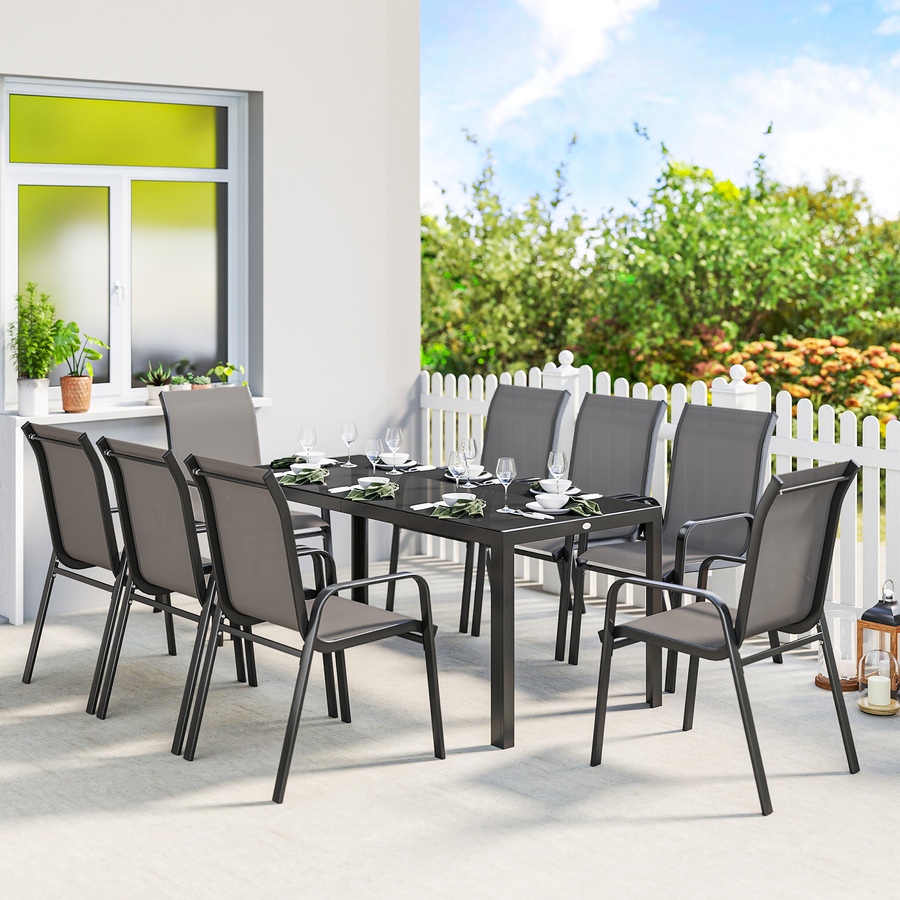 Image 931084_ALTMORE1.jpg, Product 931-084 / Price $524.99, Outsunny 9PCS Patio Dining Set Patio Table and Stackable Chairs from Outsunny on TSC.ca's Home & Garden department