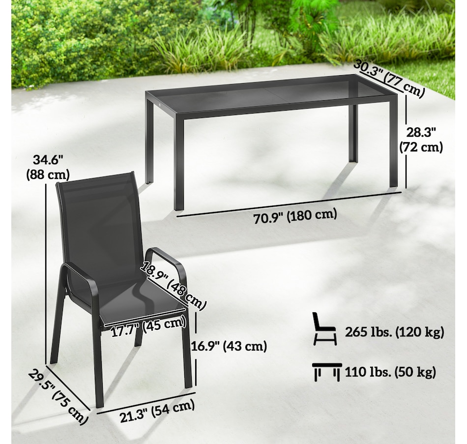 Image 931084_ALTMORE11.jpg, Product 931-084 / Price $469.99 - $499.99, Outsunny 9PCS Patio Dining Set Patio Table and Stackable Chairs from Outsunny on TSC.ca's Home & Garden department