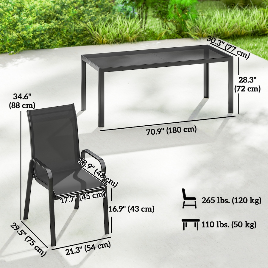 Image 931084_ALTMORE11.jpg, Product 931-084 / Price $524.99, Outsunny 9PCS Patio Dining Set Patio Table and Stackable Chairs from Outsunny on TSC.ca's Home & Garden department