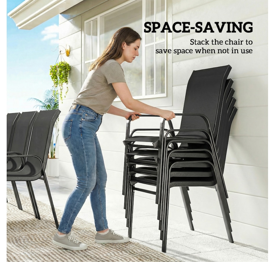 Image 931084_ALTMORE12.jpg, Product 931-084 / Price $469.99 - $499.99, Outsunny 9PCS Patio Dining Set Patio Table and Stackable Chairs from Outsunny on TSC.ca's Home & Garden department