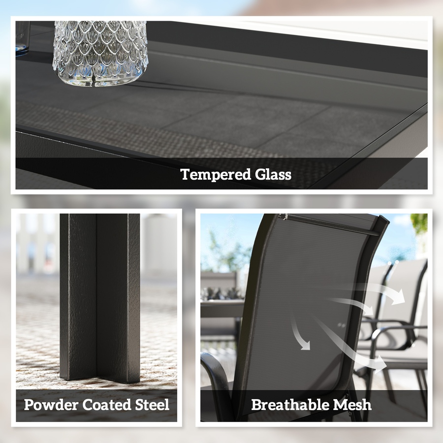 Image 931084_ALTMORE13.jpg, Product 931-084 / Price $524.99, Outsunny 9PCS Patio Dining Set Patio Table and Stackable Chairs from Outsunny on TSC.ca's Home & Garden department