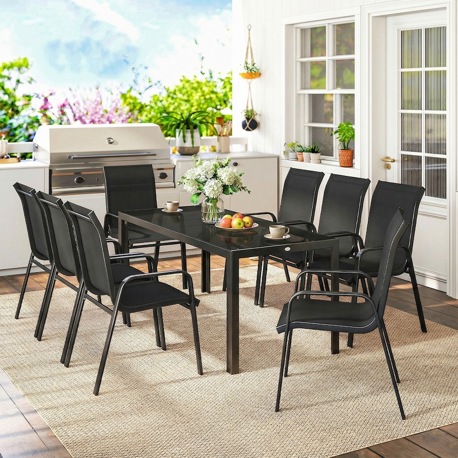 Image 931084_ALTMORE16.jpg, Product 931-084 / Price $524.99, Outsunny 9PCS Patio Dining Set Patio Table and Stackable Chairs from Outsunny on TSC.ca's Home & Garden department