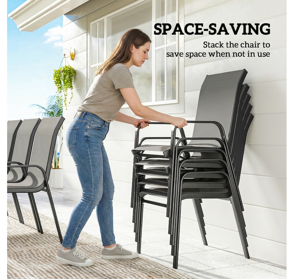 Image 931084_ALTMORE3.jpg, Product 931-084 / Price $469.99 - $499.99, Outsunny 9PCS Patio Dining Set Patio Table and Stackable Chairs from Outsunny on TSC.ca's Home & Garden department
