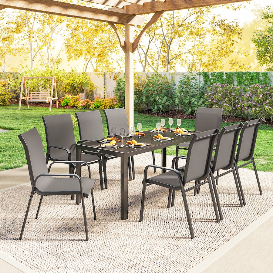 Image 931084_ALTMORE6.jpg, Product 931-084 / Price $524.99, Outsunny 9PCS Patio Dining Set Patio Table and Stackable Chairs from Outsunny on TSC.ca's Home & Garden department