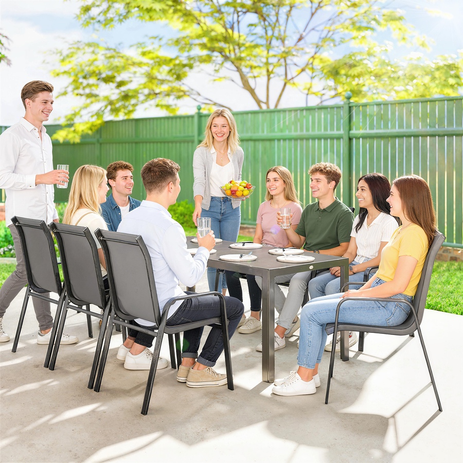 Image 931084_ALTMORE8.jpg, Product 931-084 / Price $524.99, Outsunny 9PCS Patio Dining Set Patio Table and Stackable Chairs from Outsunny on TSC.ca's Home & Garden department