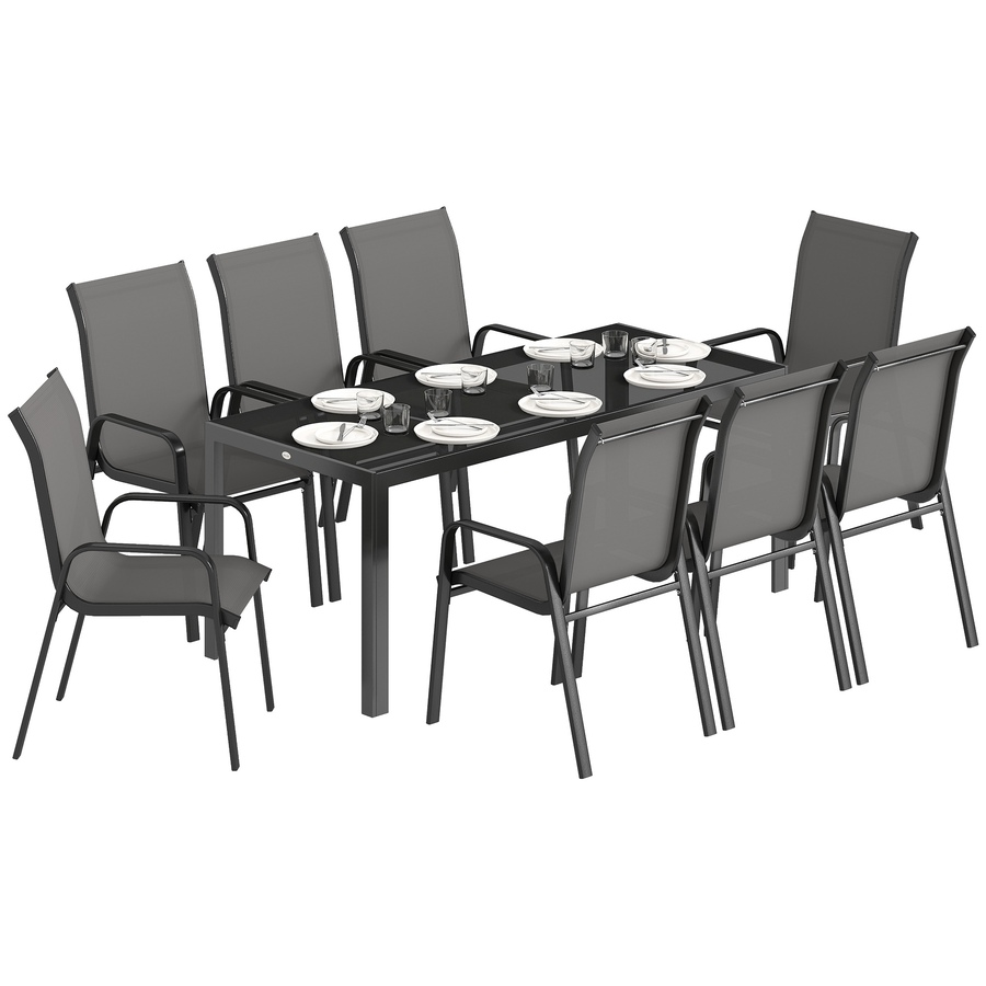 Image 931084_ST01.jpg, Product 931-084 / Price $524.99, Outsunny 9PCS Patio Dining Set Patio Table and Stackable Chairs from Outsunny on TSC.ca's Home & Garden department