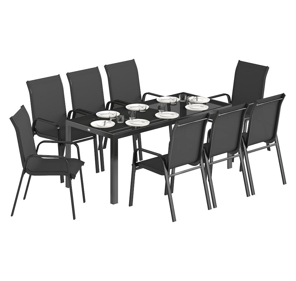 Image 931084_ST02.jpg, Product 931-084 / Price $469.99 - $499.99, Outsunny 9PCS Patio Dining Set Patio Table and Stackable Chairs from Outsunny on TSC.ca's Home & Garden department
