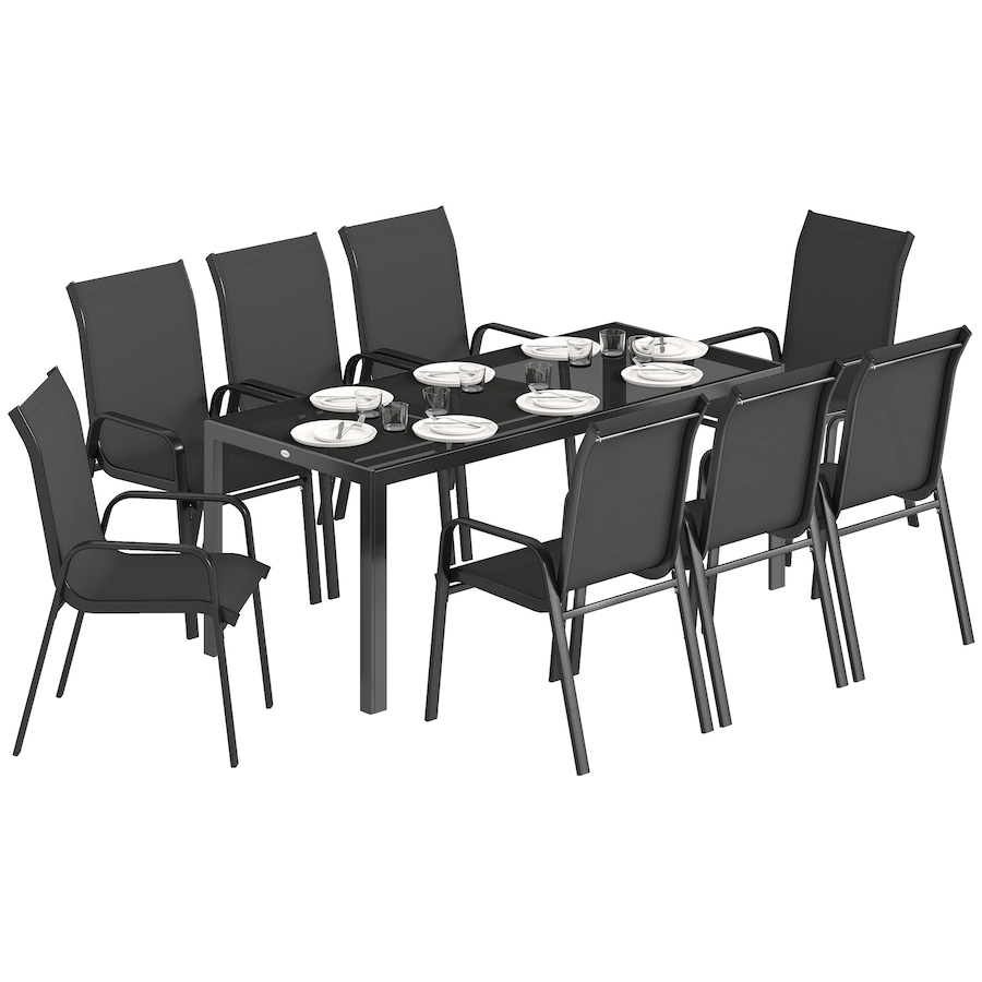 Image 931084_ST02.jpg, Product 931-084 / Price $524.99, Outsunny 9PCS Patio Dining Set Patio Table and Stackable Chairs from Outsunny on TSC.ca's Home & Garden department