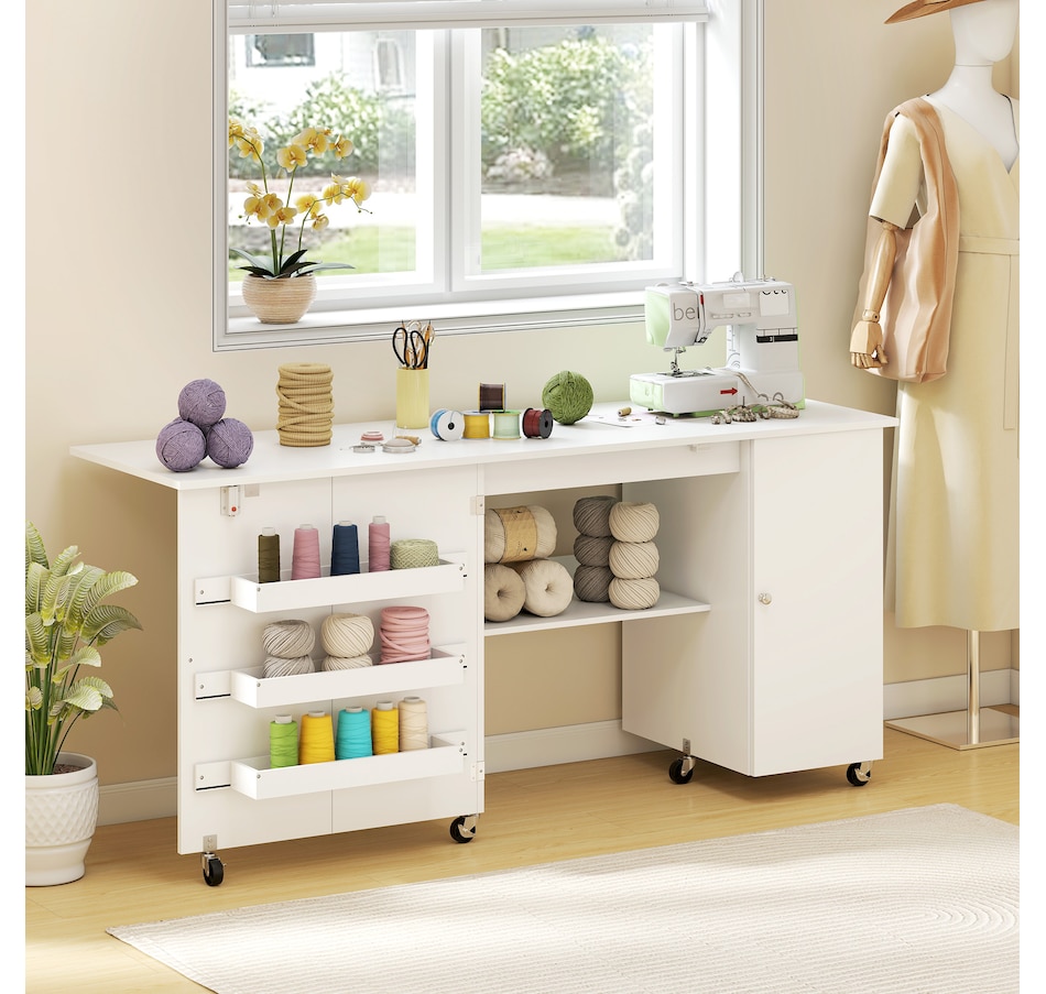 Image 931089_ALTMORE1.jpg, Product 931-089 / Price $179.99 - $219.99, HOMCOM Folding Sewing Table with Drop Leaf, Rolling Craft Table from HOMCOM on TSC.ca's Home & Garden department