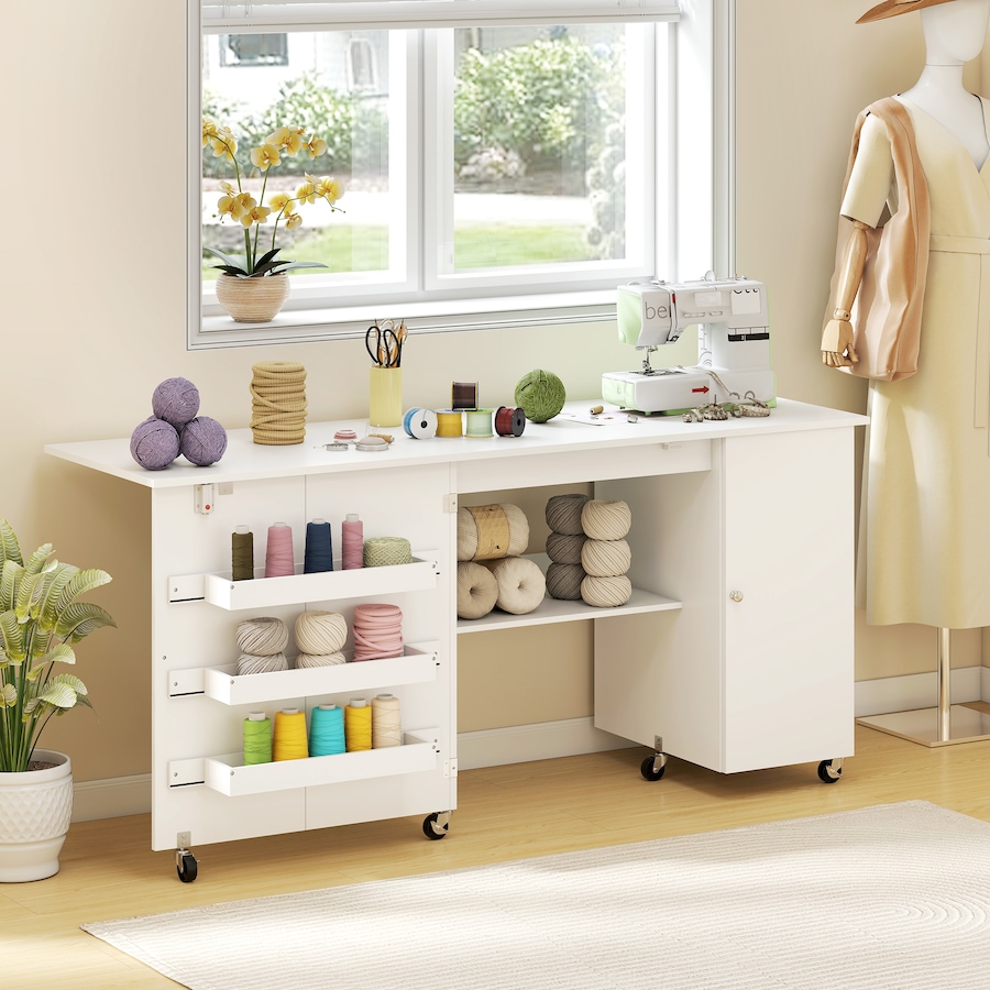 Image 931089_ALTMORE1.jpg, Product 931-089 / Price $171.99 - $199.99, HOMCOM Folding Sewing Table with Drop Leaf, Rolling Craft Table from HOMCOM on TSC.ca's Home & Garden department