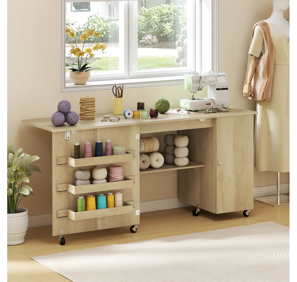 Image 931089_ALTMORE10.jpg, Product 931-089 / Price $179.99 - $219.99, HOMCOM Folding Sewing Table with Drop Leaf, Rolling Craft Table from HOMCOM on TSC.ca's Home & Garden department