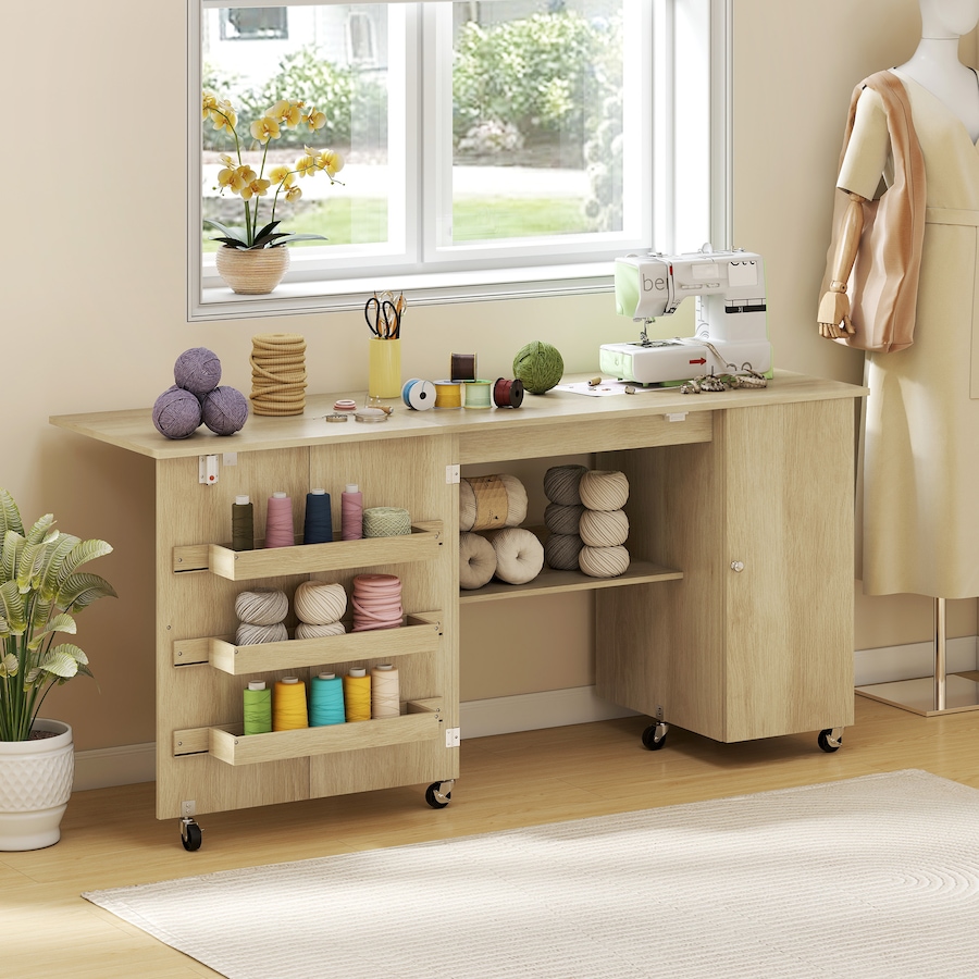 Image 931089_ALTMORE10.jpg, Product 931-089 / Price $171.99 - $199.99, HOMCOM Folding Sewing Table with Drop Leaf, Rolling Craft Table from HOMCOM on TSC.ca's Home & Garden department
