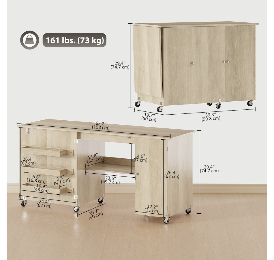 Image 931089_ALTMORE11.jpg, Product 931-089 / Price $179.99 - $219.99, HOMCOM Folding Sewing Table with Drop Leaf, Rolling Craft Table from HOMCOM on TSC.ca's Home & Garden department