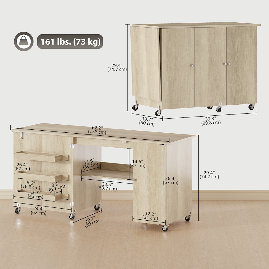 Image 931089_ALTMORE11.jpg, Product 931-089 / Price $171.99 - $199.99, HOMCOM Folding Sewing Table with Drop Leaf, Rolling Craft Table from HOMCOM on TSC.ca's Home & Garden department